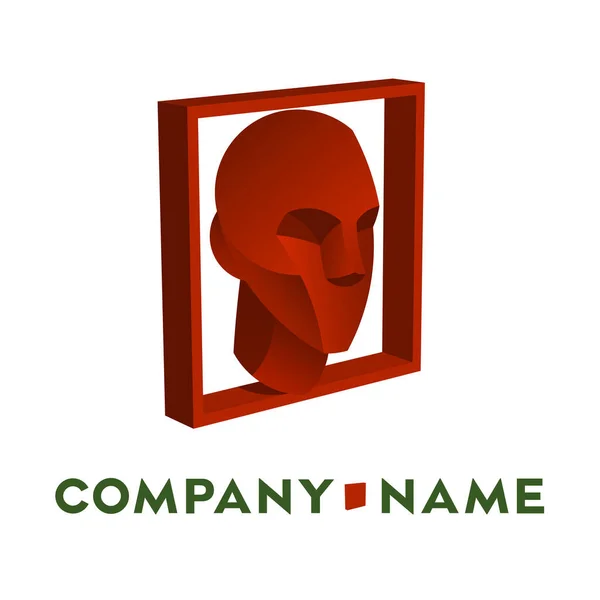 Elemento Decorativo Para Logotipo Imagem Estilizada Uma Cabeça Humana Quadro — Vetor de Stock