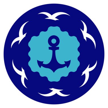 Çember içinde martıları olan bir çapanın stilize edilmiş görüntüsü. Bir avatar için simge.