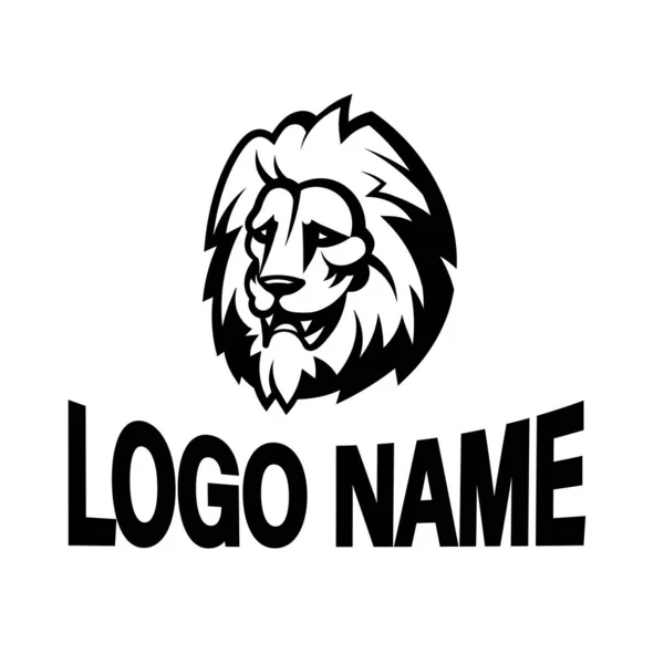 Das Stilisierte Schwarz Weiß Bild Eines Löwenkopfes Symbol Für Die — Stockvektor