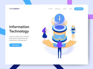 Bilgi Teknolojisi Tasarımcısı Isometr açılış sayfası şablonu