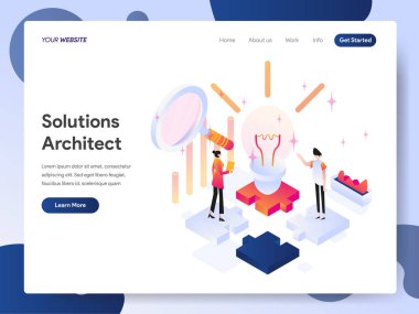 Solutions Architect Isometric Illustrat'ın açılış sayfası şablonu