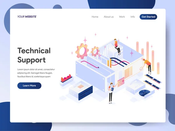 Vorlage der Zielseite der technischen Unterstützung isometrische Illustratio — Stockvektor