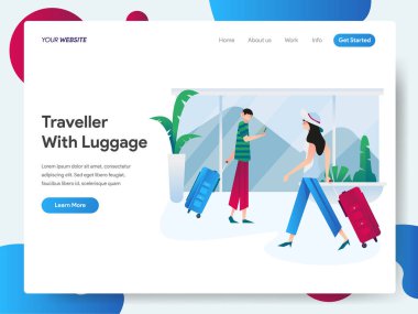 Bagaj İllüstrasyon Con ile Traveller açılış sayfası şablonu