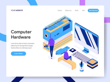 Bilgisayar Donanım Mühendisi Isometric Il açılış sayfası şablonu