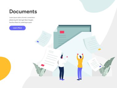 Belgeler İllüstrasyon Kavramı. Biz modern düz tasarım konsepti
