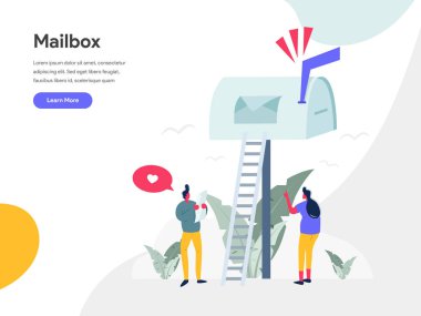 Posta Kutusu İllüstrasyon Kavramı. Web modern düz tasarım konsepti 