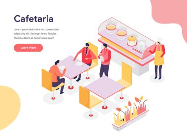 Cafetaria İllüstrasyon Kavramı. Web'in isometrik tasarım konsepti 