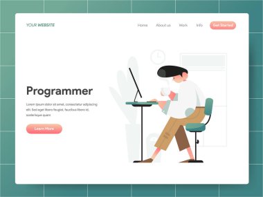 Programcı İllüstrasyon Kavramı. Web pa modern tasarım konsepti