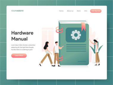 Donanım Manuel Kitap İllüstrasyon Kavramı. Modern tasarım konsepti