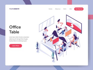 Office Tablo İllüstrasyon Kavramı'nın açılış sayfası şablonu. Isom