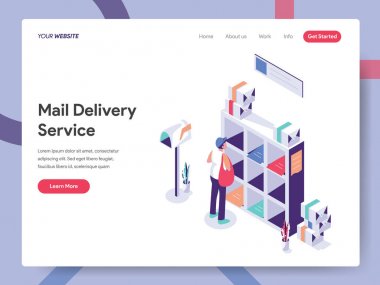 Posta Hizmeti İllüstrasyon Kavramı'nın açılış sayfası şablonu. Isom