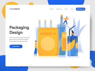 Ambalaj Tasarımı İllüstrasyon Kavramı'nın açılış sayfası şablonu. 