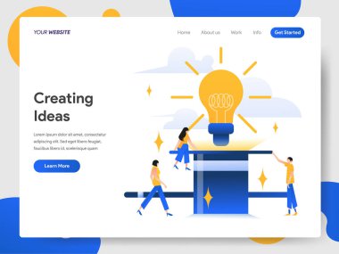 Fikir Oluşturma İllüstrasyon Kavramı'nın açılış sayfası şablonu. Mo