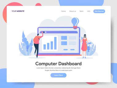 Landing page template of Computer Dashboard Illustration Concept clipart