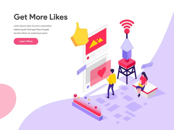 Modèle de page de débarquement de Get More Likes Illustration isométrique C — Image vectorielle