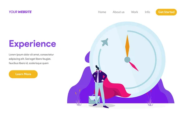Mall för landningssida för illustration av arbetslivserfarenhet. M — Stock vektor