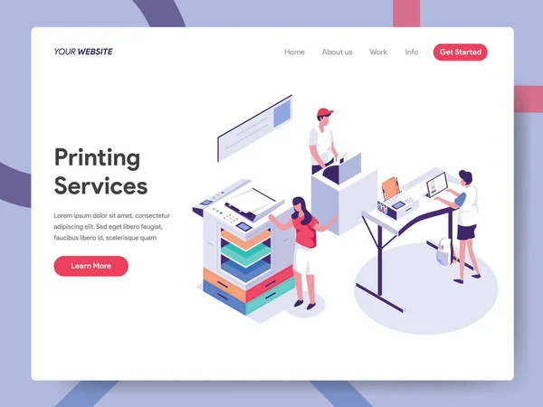 Landing Page Vorlage des Printing Service Illustration Konzepts. — Stockvektor