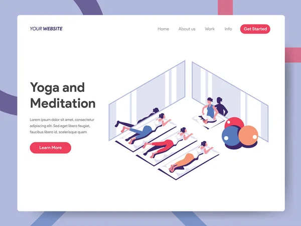 Landing Page Vorlage für Yoga und Meditation Illustration concep lizenzfreie Stockvektoren