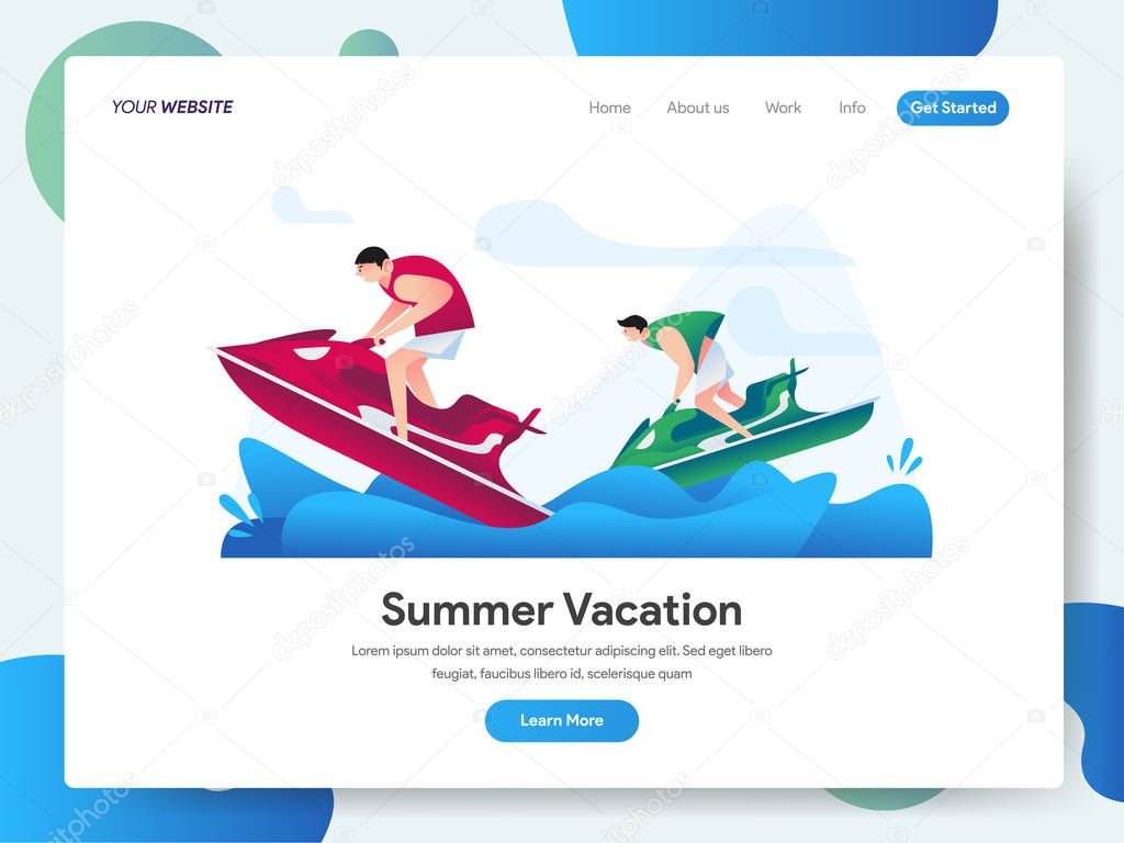 Landing page template of Summer Vacation with Jet Ski Water Spor