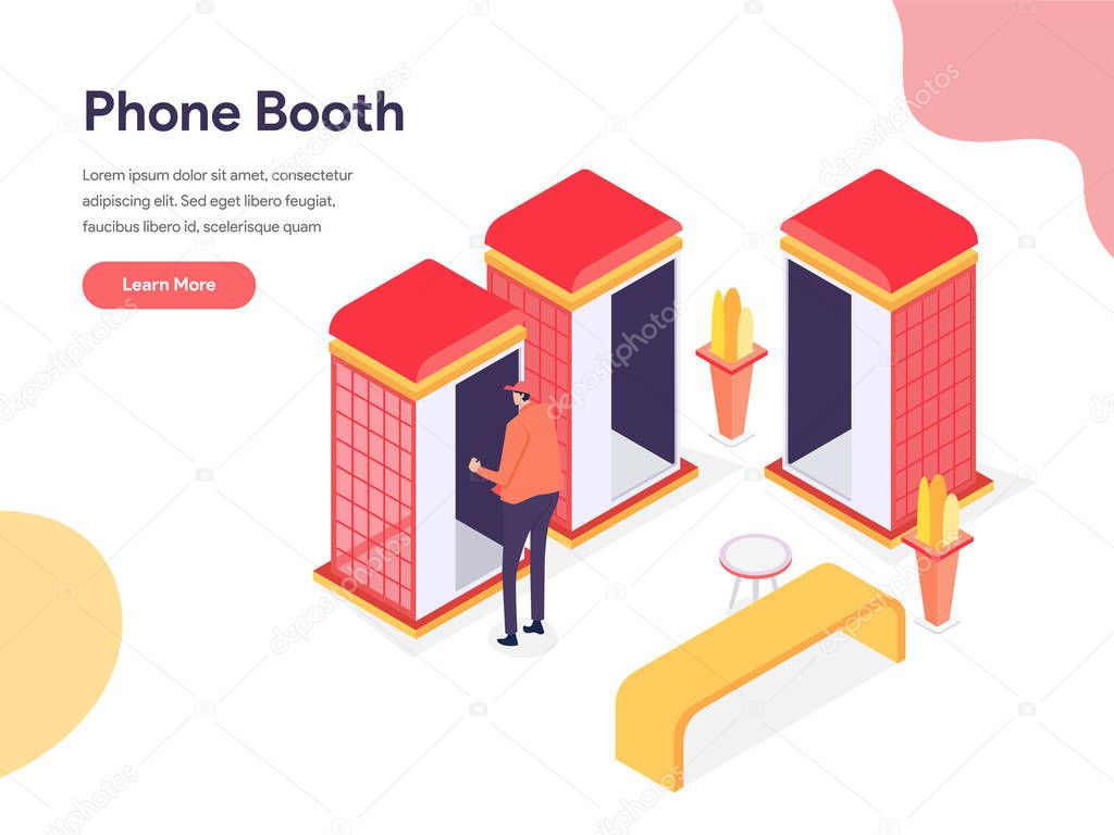 Phone Booth Illustration Concept. Isometric design concept of we