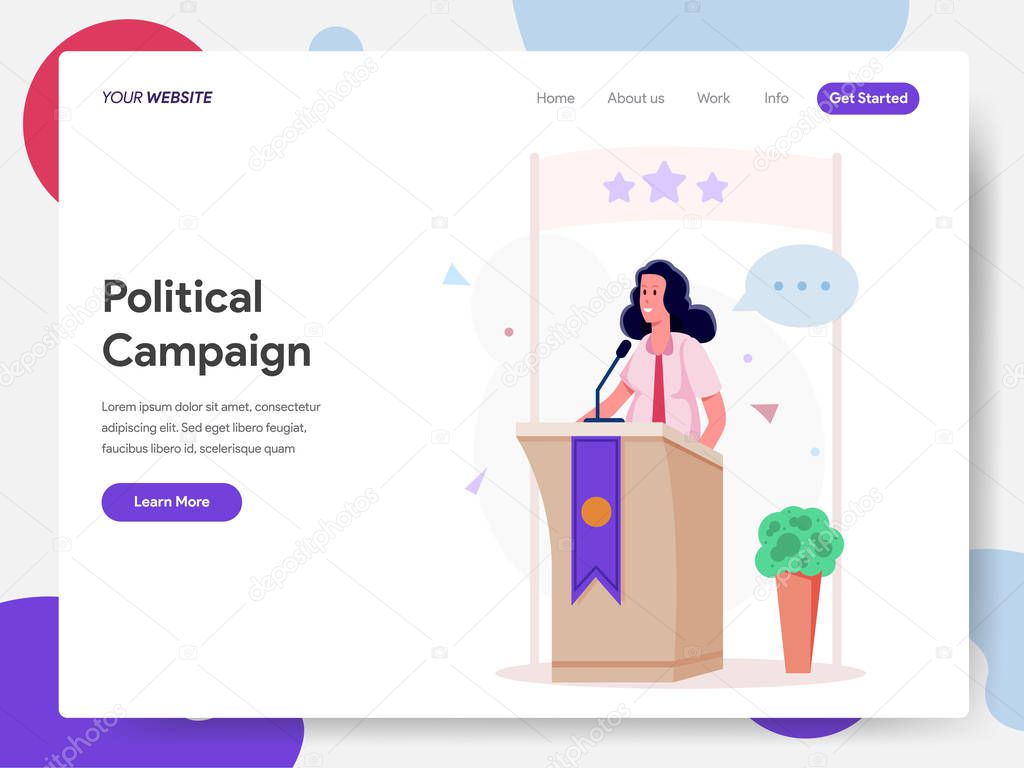 Landing page template of Female Politician Campaign on Podium Il