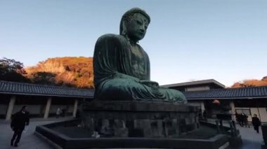 Japonya, Kyoto - Ocak 2019 Hyperlapse çevresinde büyük Budda