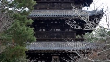 Japon tapınağının çatısına yakından bak.