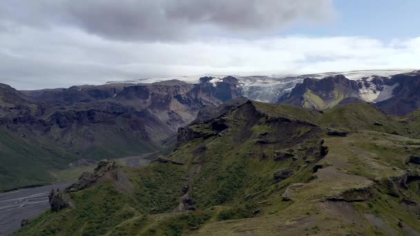 Volcanic Landscape In Iceland from above. — Stock Video