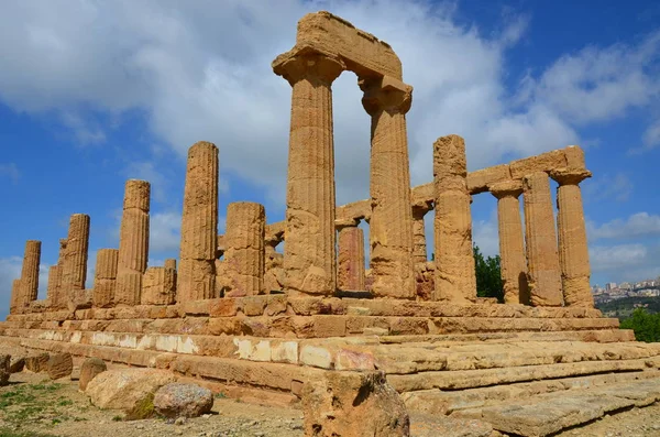 Ancient Greek Temple Juno God Agrigento Sicília Itália — Fotografia de Stock