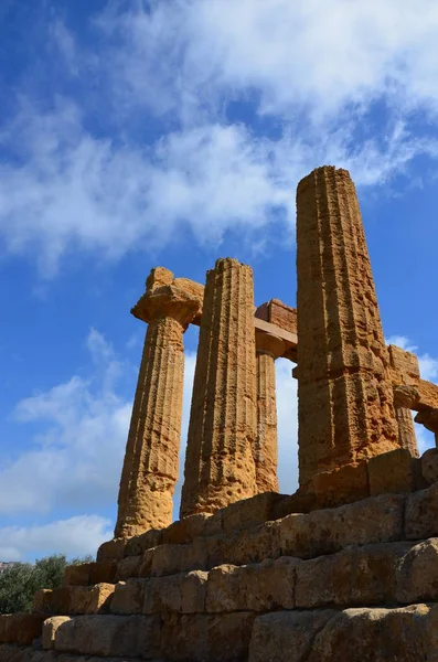 Antiguo Templo Griego Juno Dios Agrigento Sicilia Italia — Foto de Stock