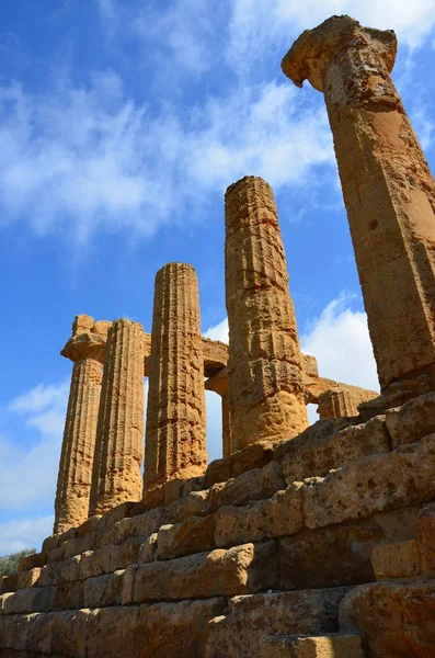 Antico Tempio Greco Giunone Dio Agrigento Sicilia Italia — Foto Stock