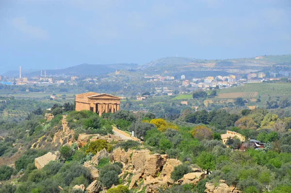 Starověké Řecké Chrámu Juno Bůh Agrigento Sicílie Itálie — Stock fotografie