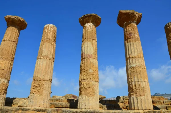 Herkül Tapınağı Antik Sütunlar Talya Sicilya Agrigento — Stok fotoğraf