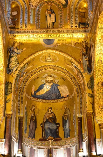 Wnętrze Capella Palatina Palazzo Dei Normanni Pałac Normanów Palermo Sycylia — Zdjęcie stockowe