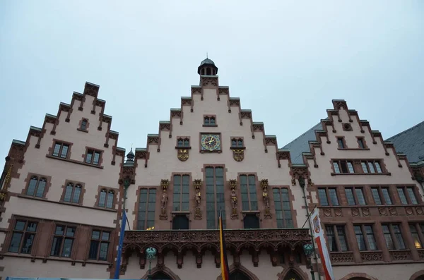 Историческая Площадь Ромер Городе Франкфурт Майн Германия — стоковое фото