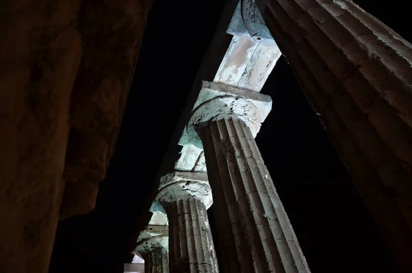 Ελληνικός Ναός Στην Σελινούντα Από Νύχτα — Φωτογραφία Αρχείου