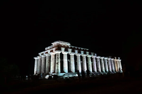 Griechischer Tempel Selinunte Bei Nacht — Stockfoto