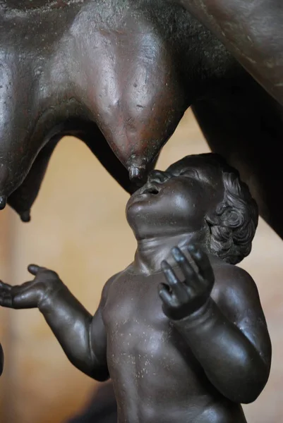 Statue Bronze Étrusque Loup Capitole — Photo