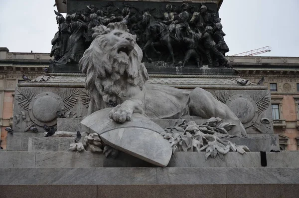 Grande Estátua Equestre Vittorio Emanuele Cidade Milão — Fotografia de Stock