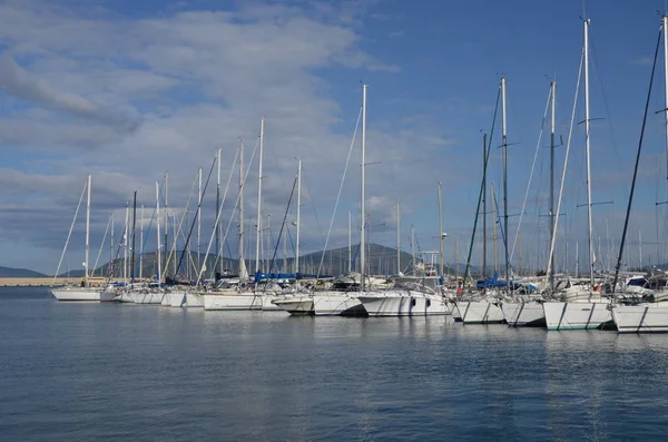 White Boats Alghero Harbor — Stock Photo, Image