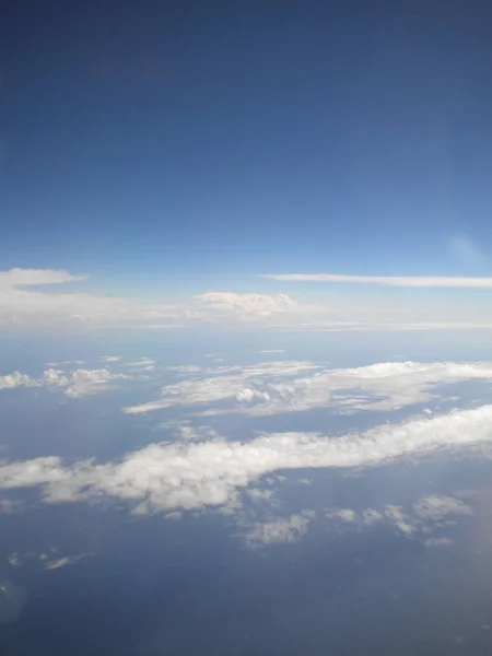 Les Nuages Orageux Brillaient Haut Avec Soleil Vue Avion — Photo