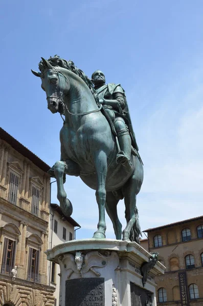 Rytterstatuen Cosimo Medici Firenze Italien - Stock-foto