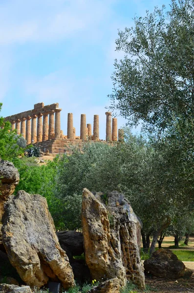 Starożytna Grecka Świątynia Juno Valley Temple Agrigento — Zdjęcie stockowe