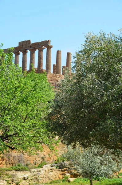 Oude Griekse Tempel Van Juno Vallei Van Tempel Agrigento — Stockfoto