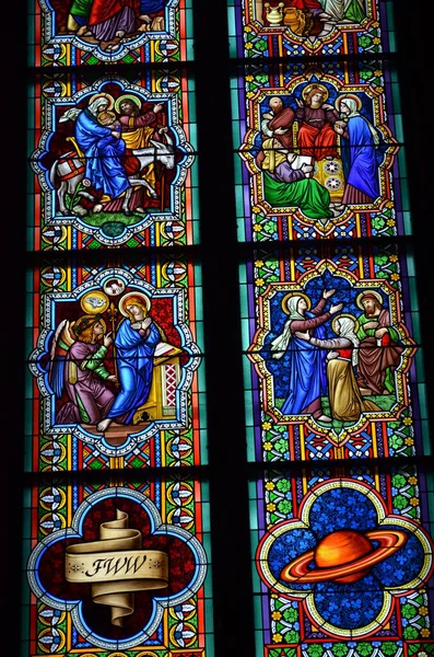 Stained Glass Cologne Cathedral Cathedral Church Saint Peter — Stock Photo, Image