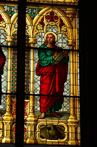 Janela Igreja Vidro Manchado Que Descreve Pentecostes Dom Colônia Alemanha — Fotografia de Stock