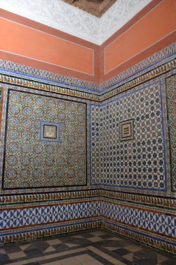 Seville, İspanya 03.25.2019: Casa de Pilatos 'un İçi)