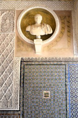 Seville, İspanya 03.25.2019: Casa de Pilatos 'un güzel bir iç tasarımı
