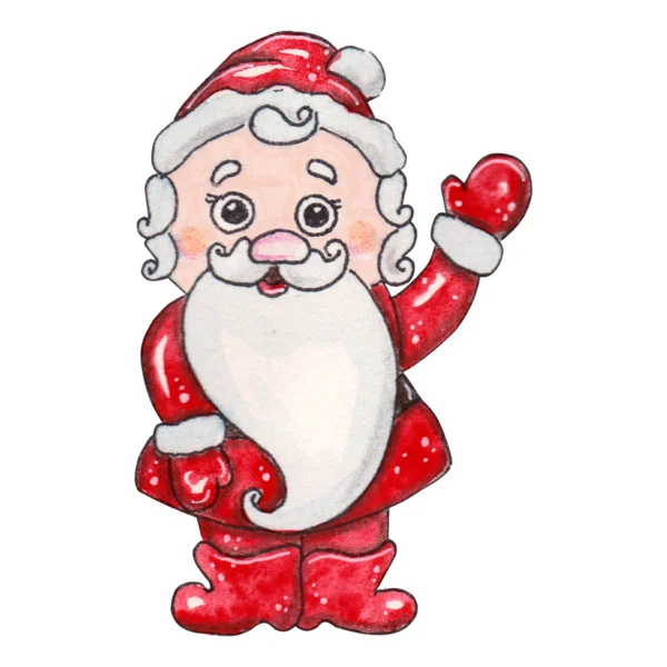 Aquarel Hand Getekend Fantastische Kerst Karakter Santa Illustratie Voor Ontwerp — Stockfoto