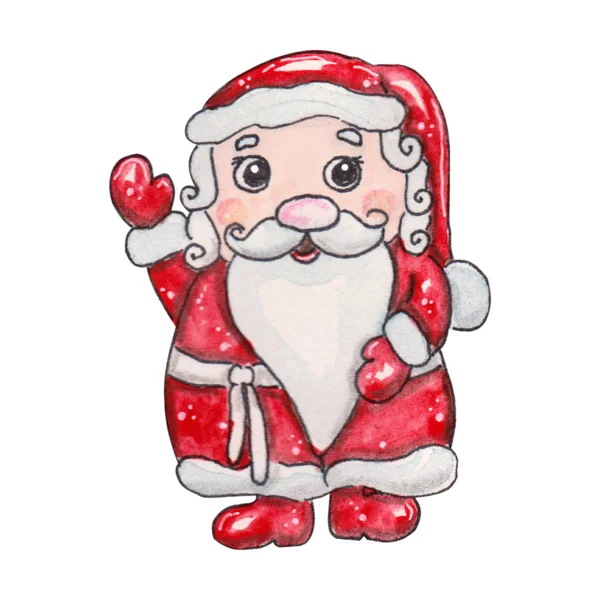 Mão Aquarela Desenhado Fabuloso Personagem Natal Father Frost Ilustração Desenho — Fotografia de Stock